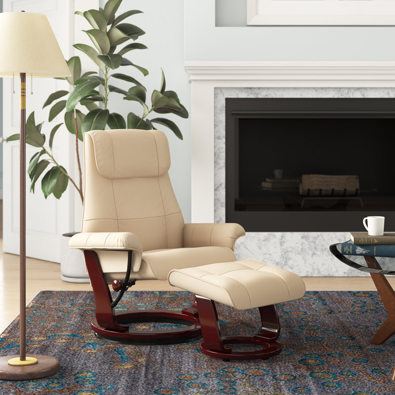 Red Barrel Studio® Célia Leather 20" Manual Swivel Recliner with Ottoman & Reviews Wayfair